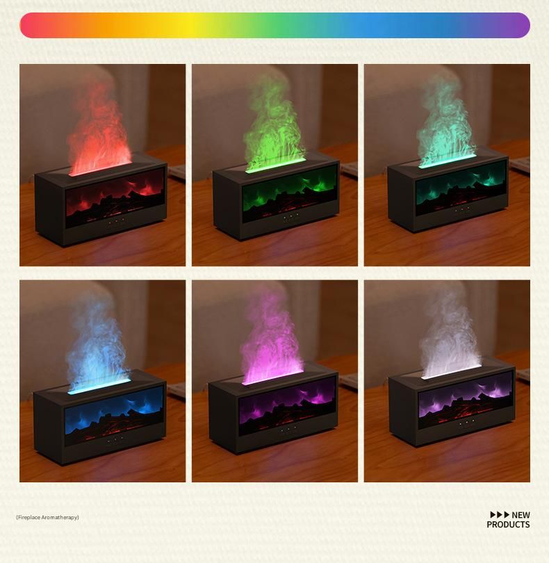 Desktop Fireplace Design with Realistic LED Fire, 7-Color Mood Lighting, and Silent Ultrasonic Mist