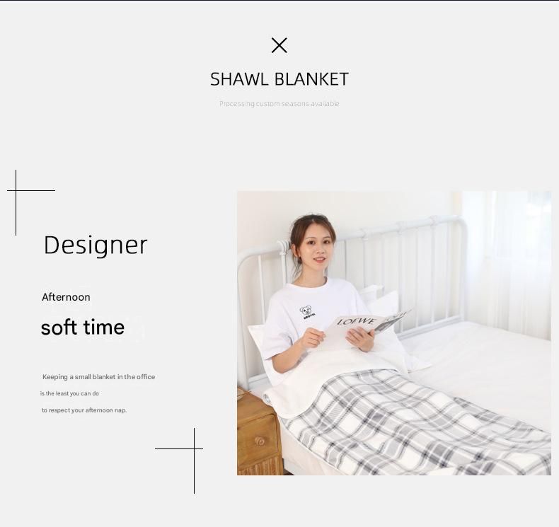 Black and White 100*140cm Japanese-Style shawl blanket Ultra-Soft Blanket