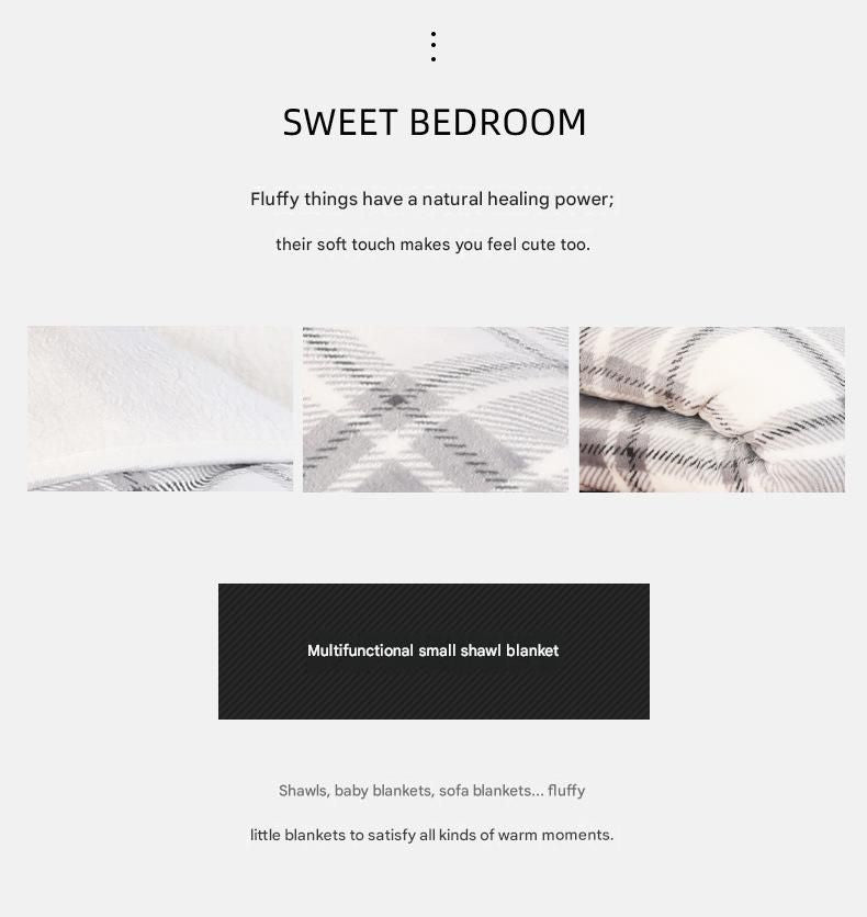 Black and White 100*140cm Japanese-Style shawl blanket Ultra-Soft Blanket