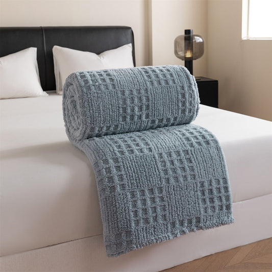 Blue-gray 100*150cm Anti-Static Taffeta Velvet & Flannel Fleece - Warm, Soft, Non-Shedding Blanket