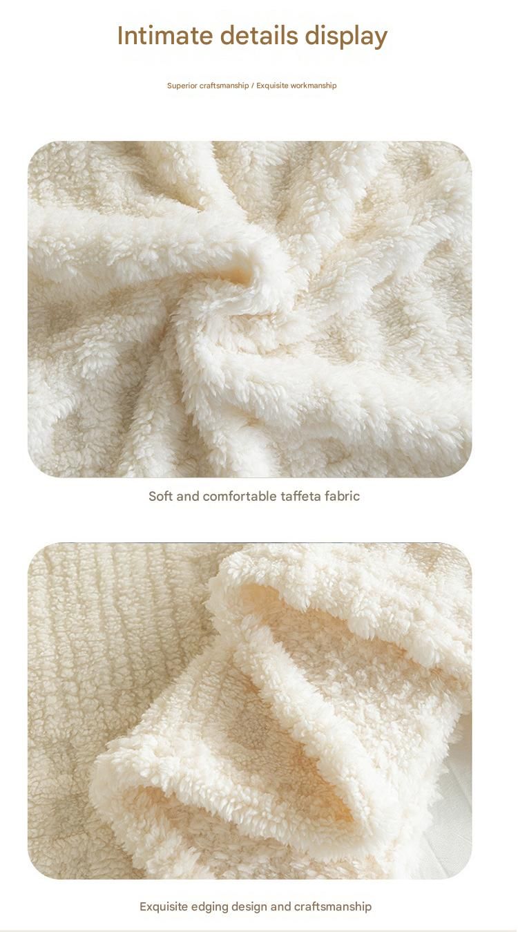 Off-White 100*150cm Anti-Static Taffeta Velvet & Flannel Fleece - Warm, Soft, Non-Shedding Blanket