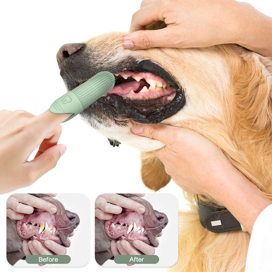 Green Pet Finger Toothbrush