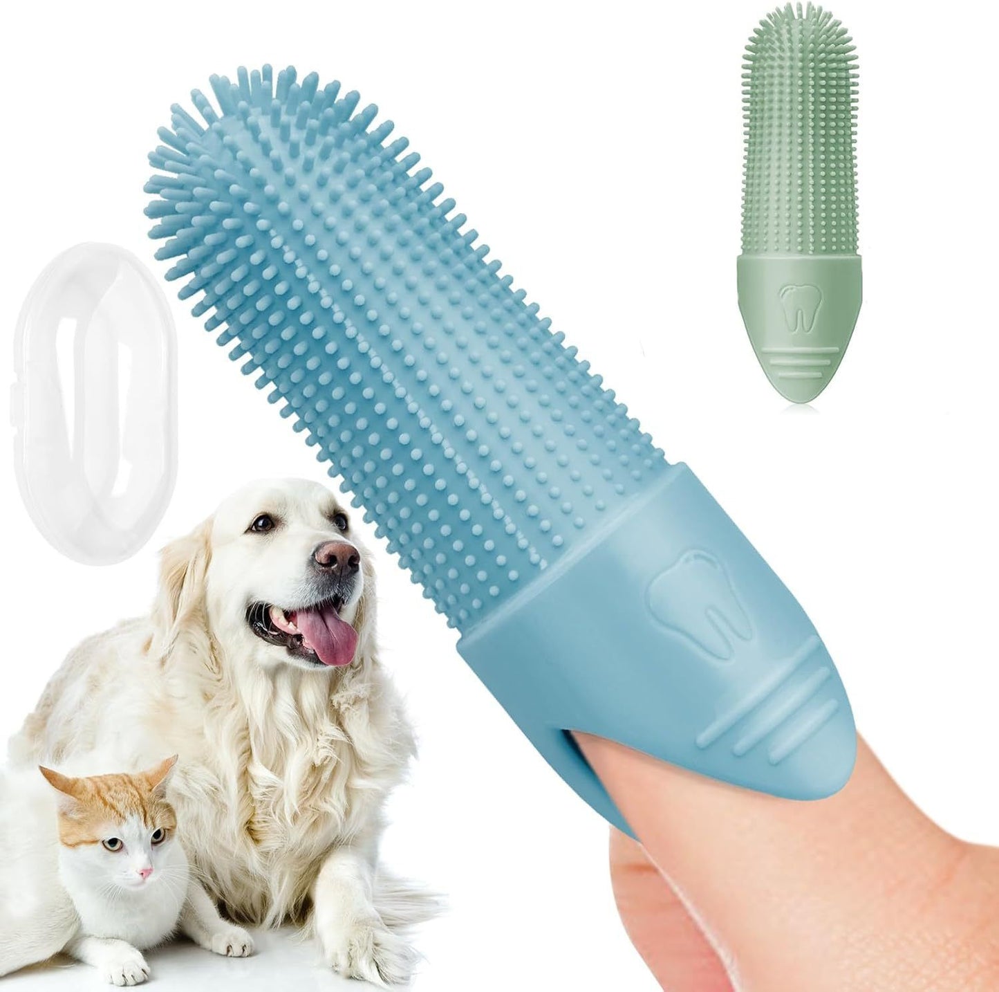 Green Pet Finger Toothbrush