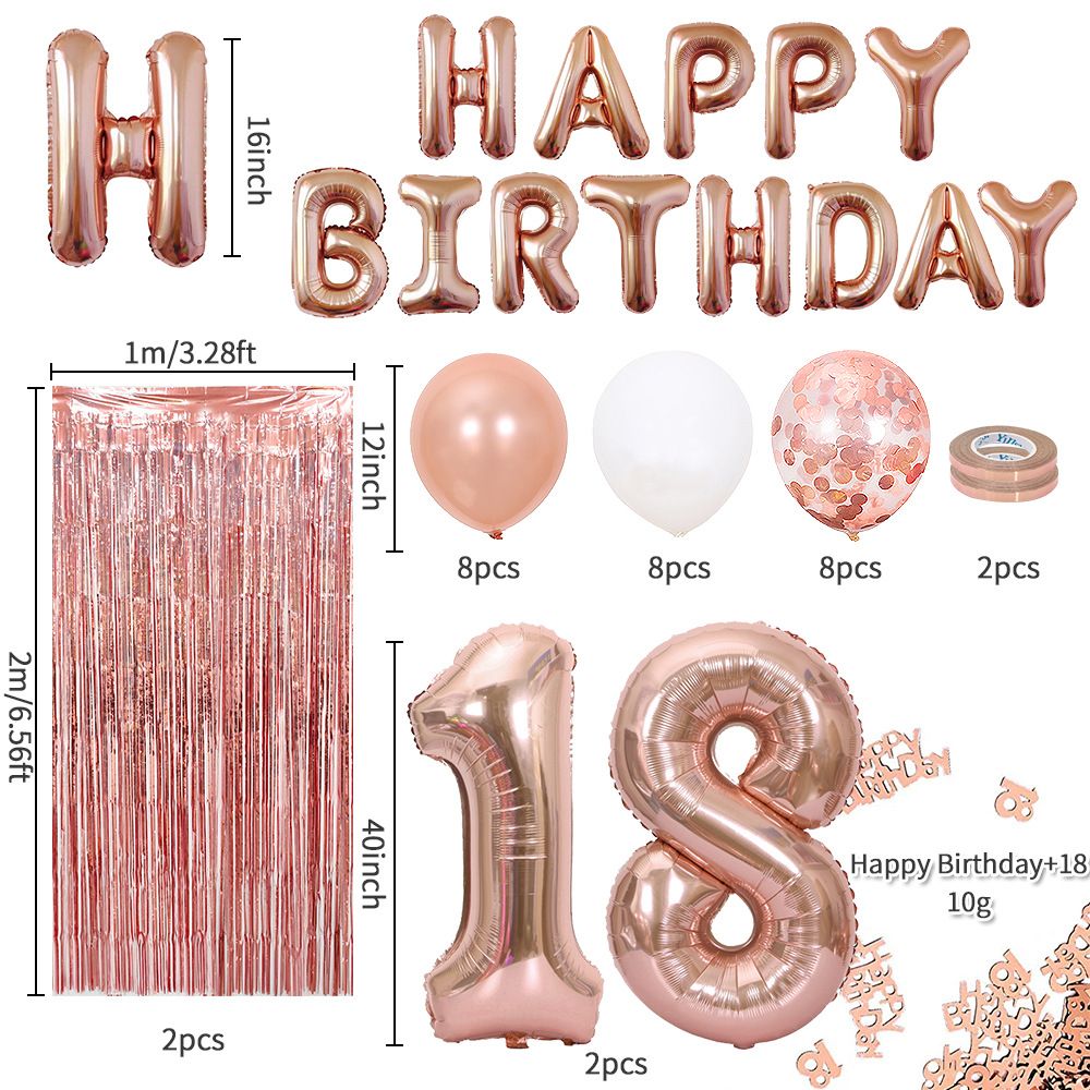 Rose Gold Birthday Balloon Decoration Set