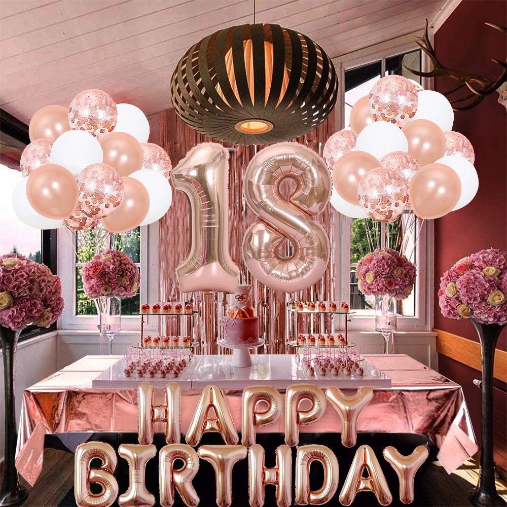 Rose Gold Birthday Balloon Decoration Set