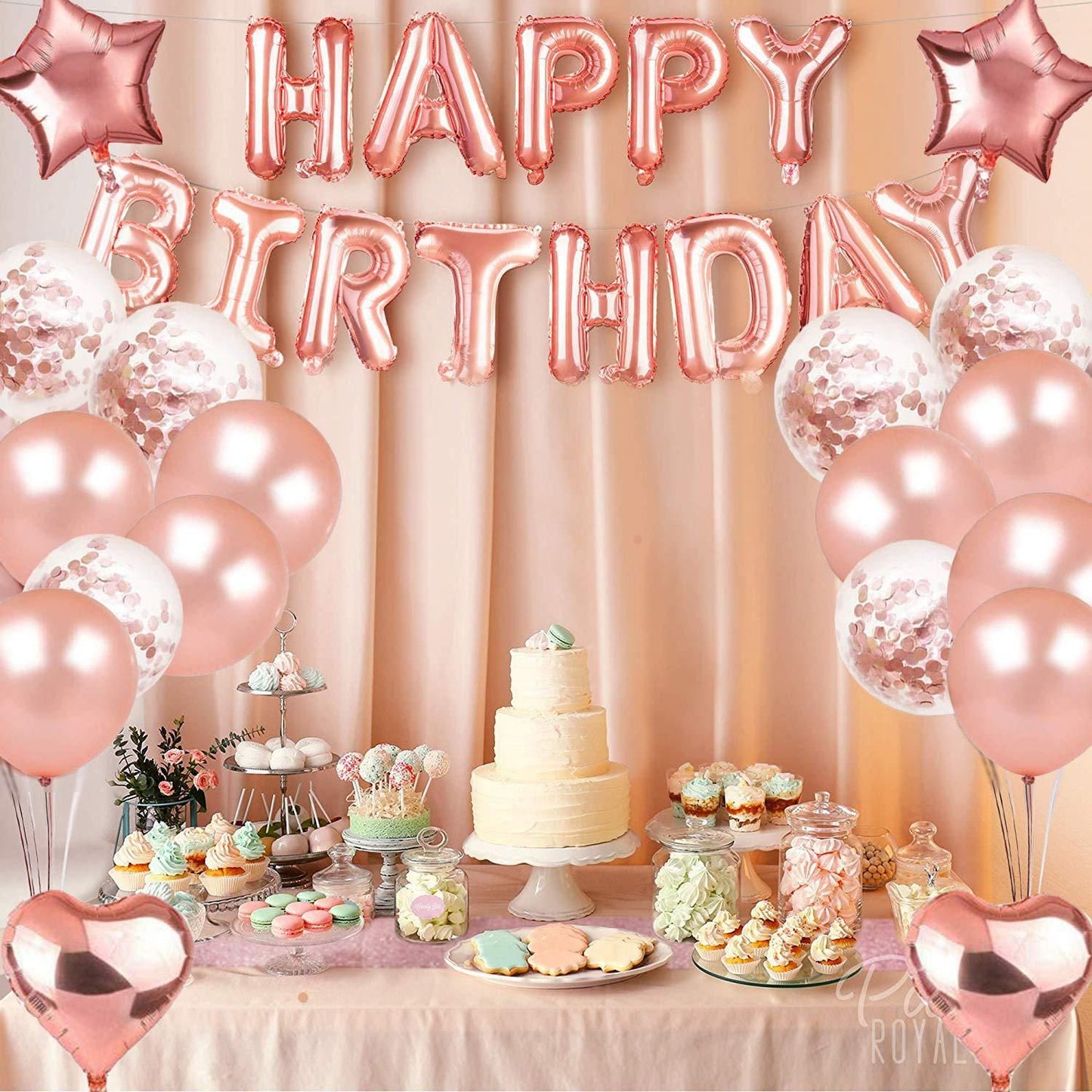 Rose Gold Birthday Balloon Decoration Set