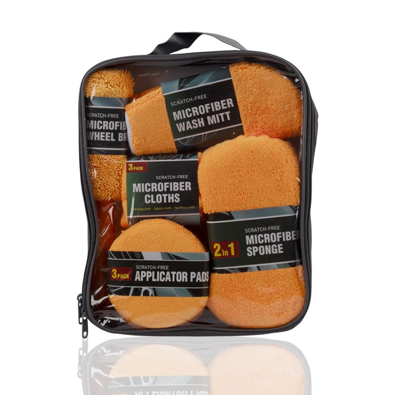 9-Piece Orange Microfibre Car Wash Kit