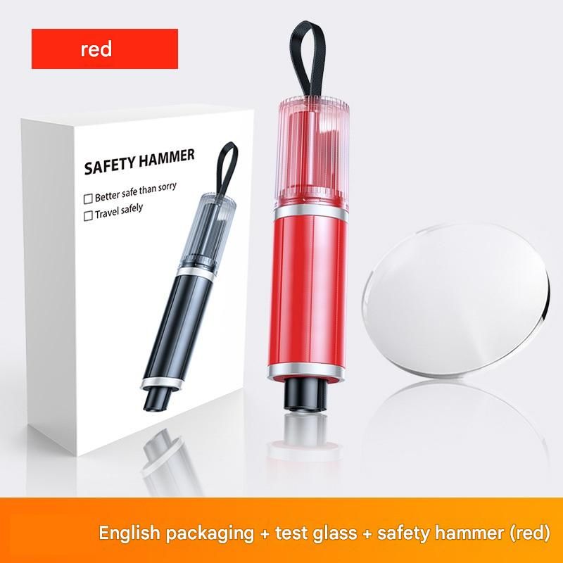 Red 2-in-1 Car Escape Tool - Window Breaker & Seatbelt Cutter