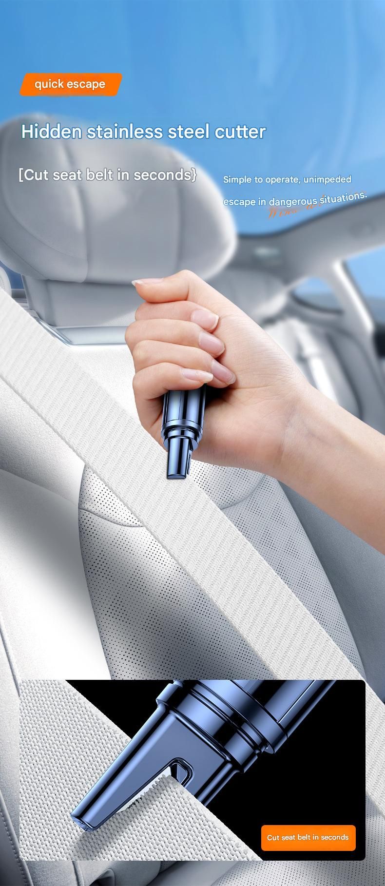 Red 2-in-1 Car Escape Tool - Window Breaker & Seatbelt Cutter