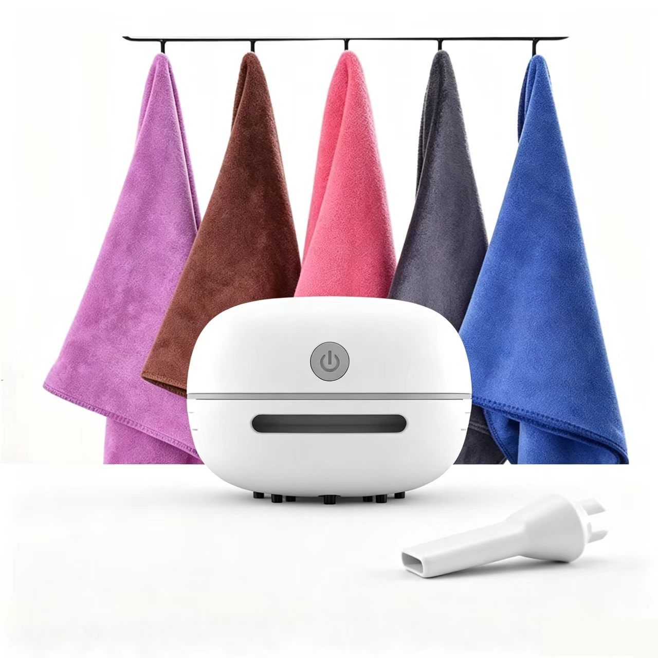 White Rechargeable Mini Desktop Vacuum Cleaner with 5 Reusable Microfiber Towels
