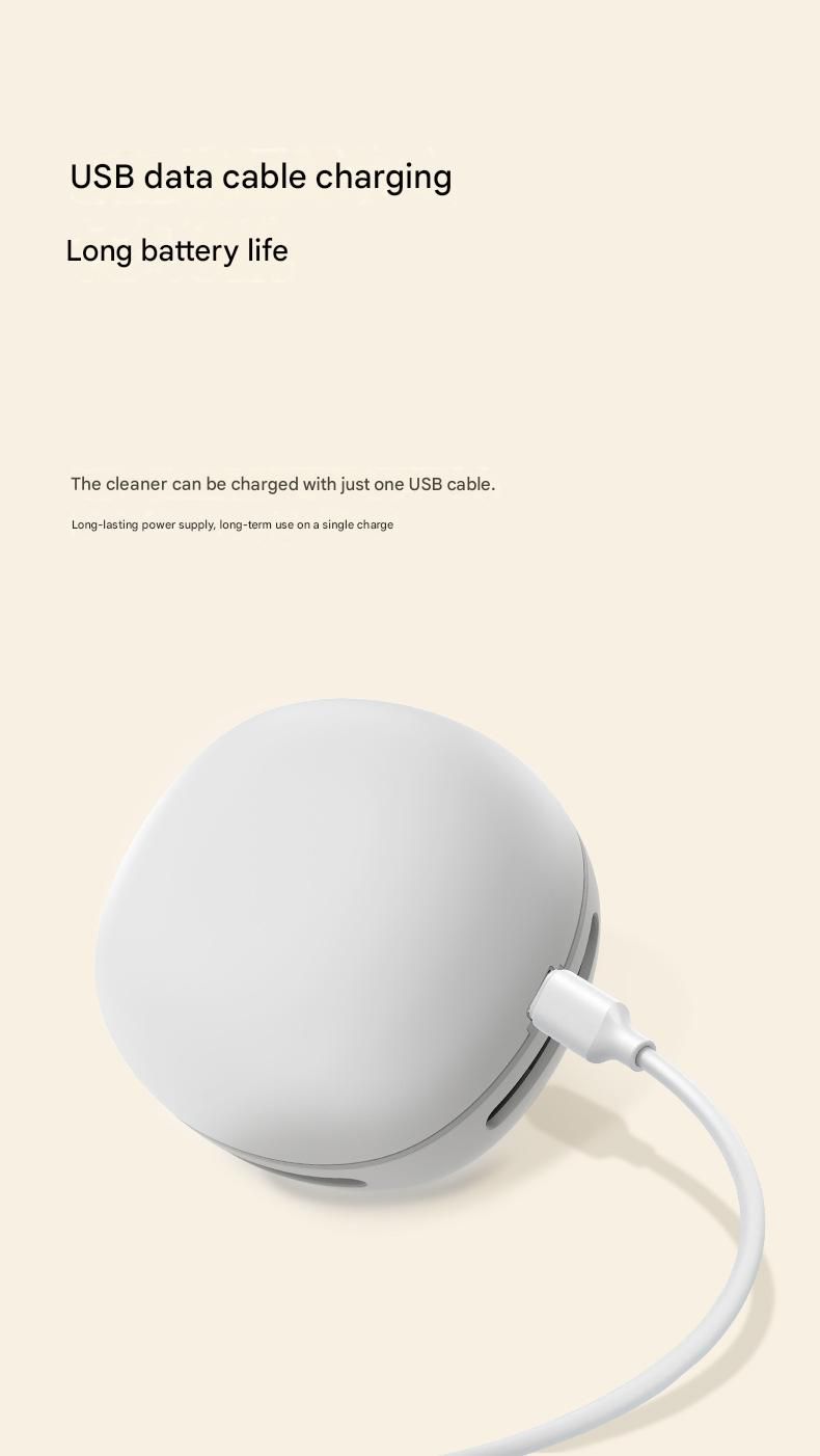 White Rechargeable Mini Desktop Vacuum Cleaner with 5 Reusable Microfiber Towels