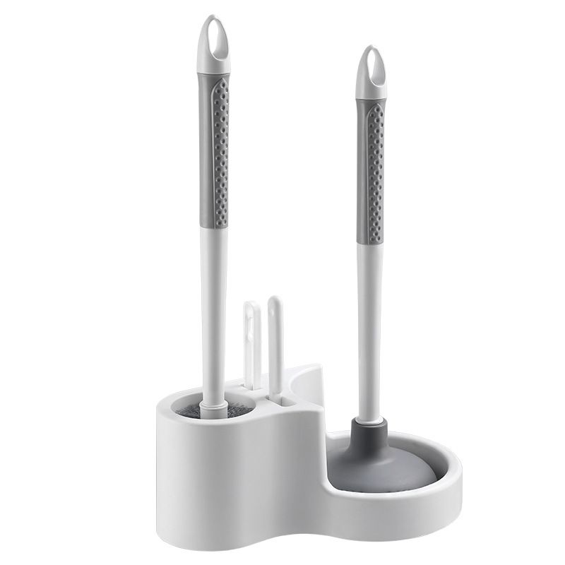 4 in 1 Bathroom Plunger and Brush Kit with Wall Mount Holder