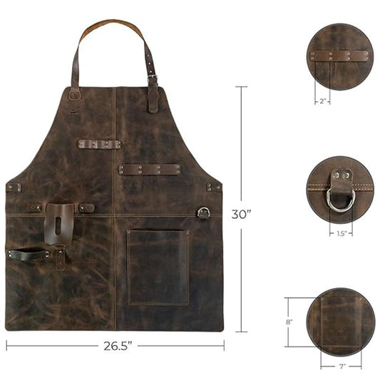 Retro PU Leather Work Apron