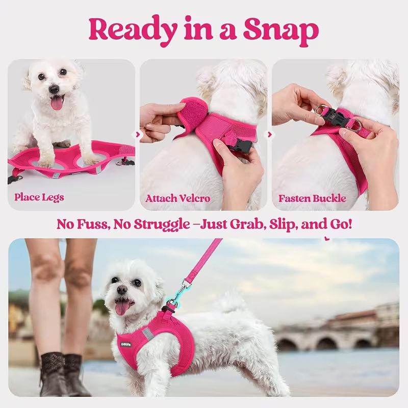 Adjustable Reflective Pet Vest with Swivel Clip(Size: M)