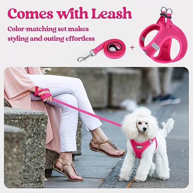 Adjustable Reflective Pet Vest with Swivel Clip(Size: M)