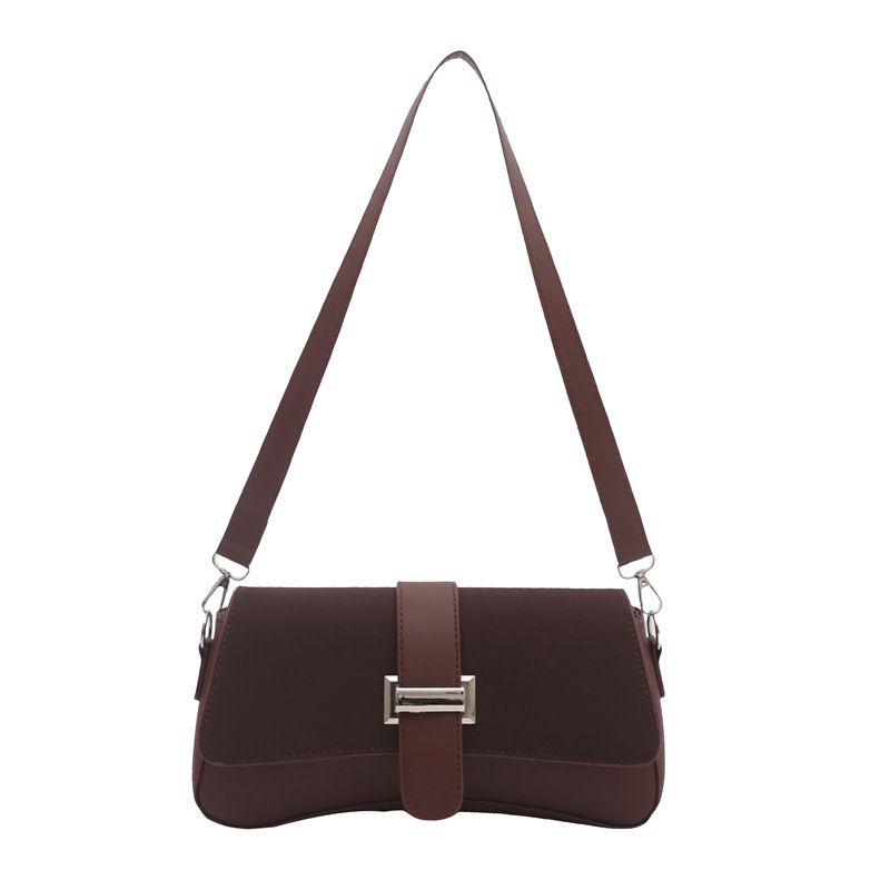 Coffee Retro Baguette Crossbody Bag