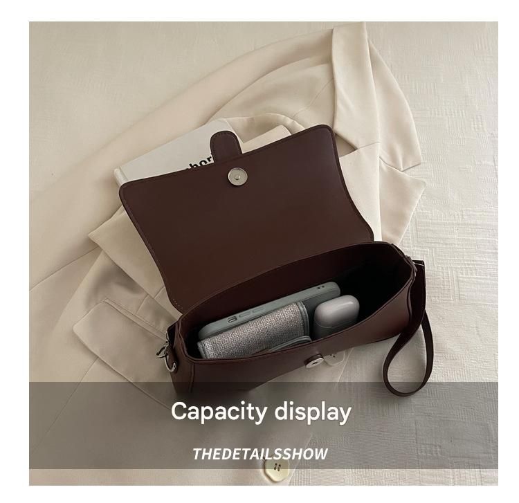 Coffee Retro Baguette Crossbody Bag