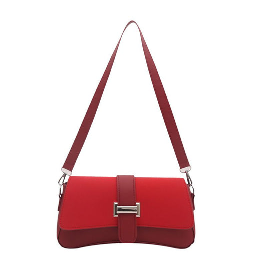 Red Retro Baguette Crossbody Bag