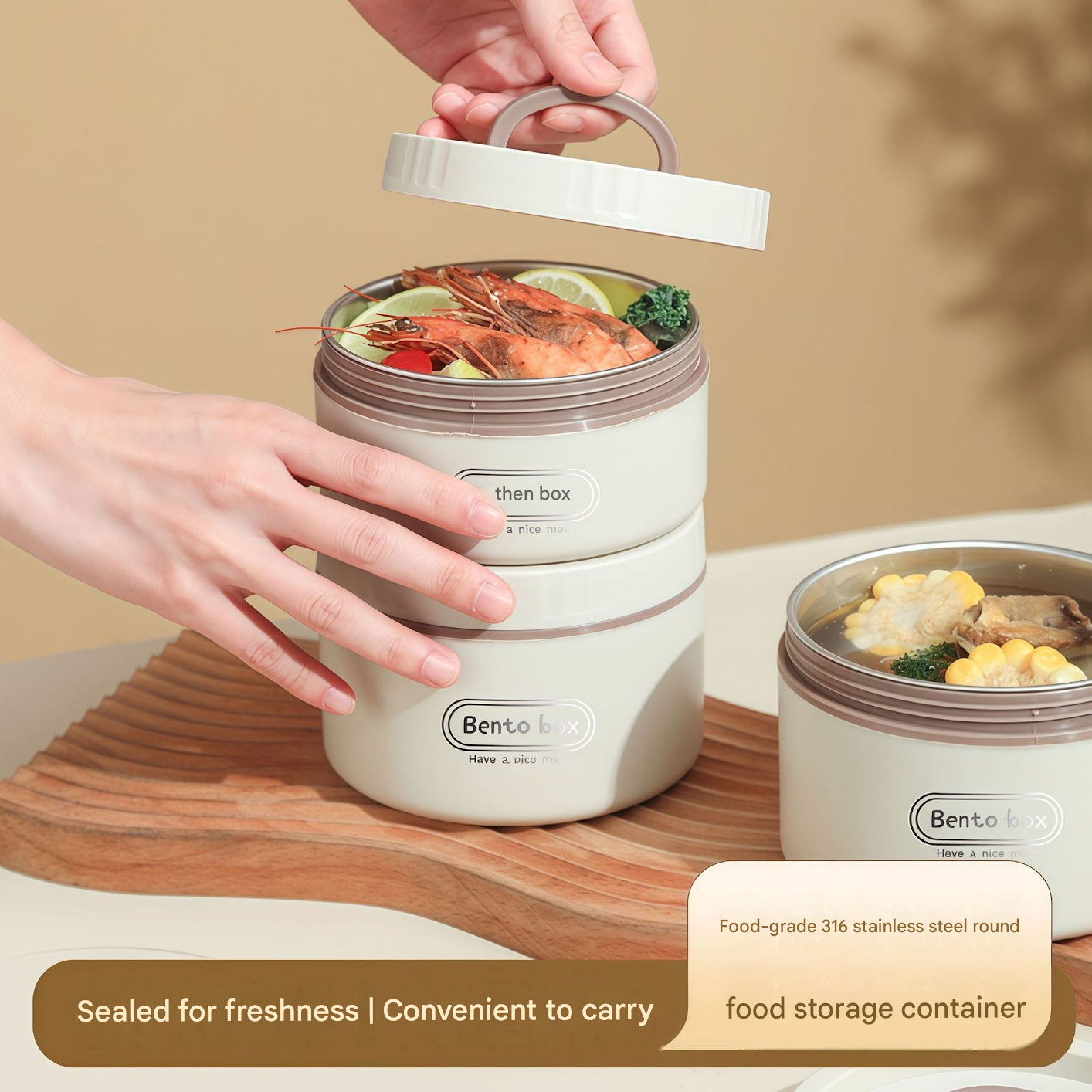 Double Layer Microwave Lunch Box with Bag & Cutlery