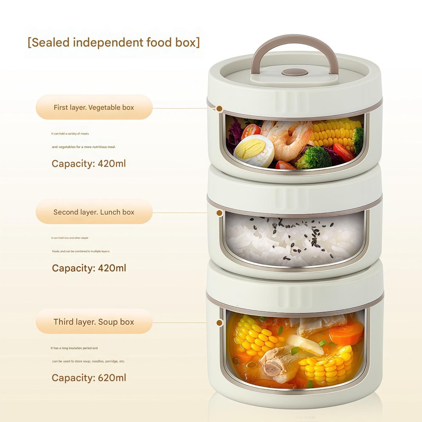 Double Layer Microwave Lunch Box with Bag & Cutlery