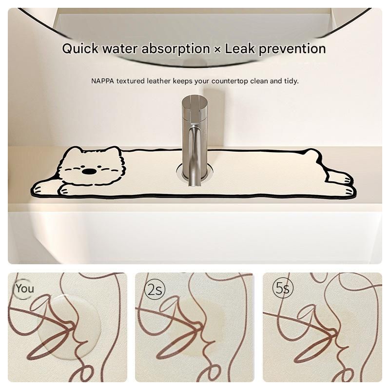 2-Piece Faucet Draining Mat Set - Dog