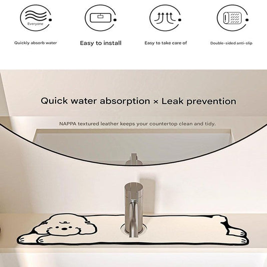 2-Piece Faucet Draining Mat Set - Dachshund