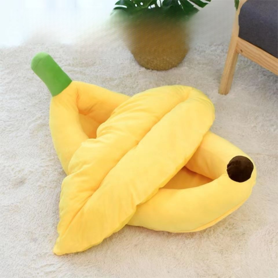 Banana Boat Pet Bed Plush Soft Dog Cat Nest