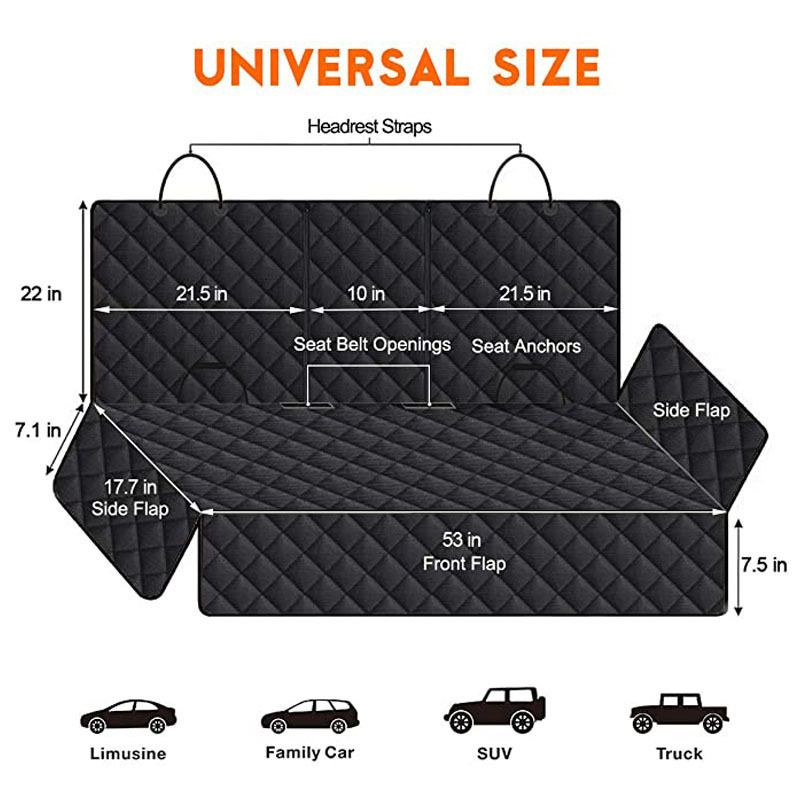 Black Waterproof Pet Car Back Seat Cover