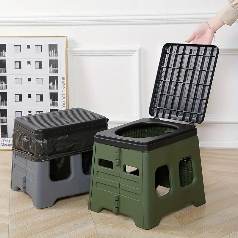 Green Portable Camping Toilet Chair
