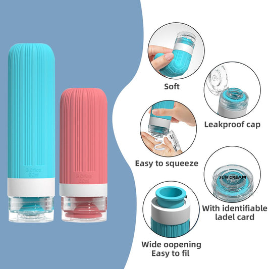 Silicone Travel Toiletry Bottles Set Leakproof Squeeze Containers