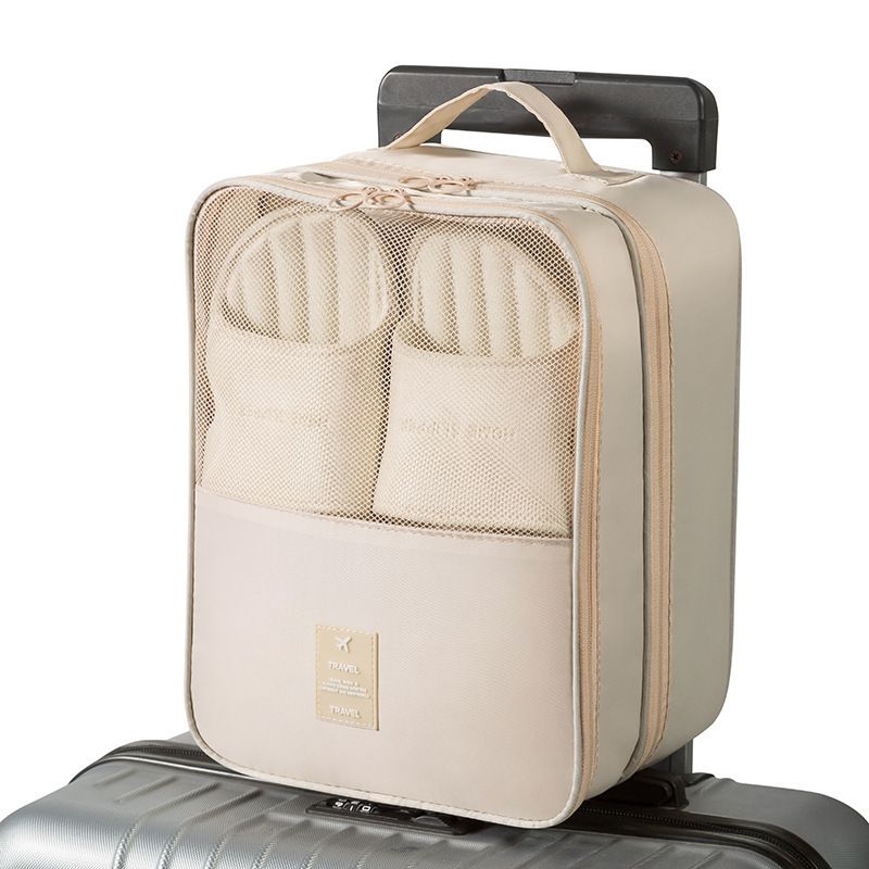 Beige Waterproof Travel Shoe Bag