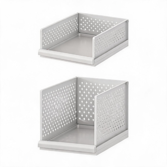 2-Piece White Wardrobe Drawer Organiser Set
