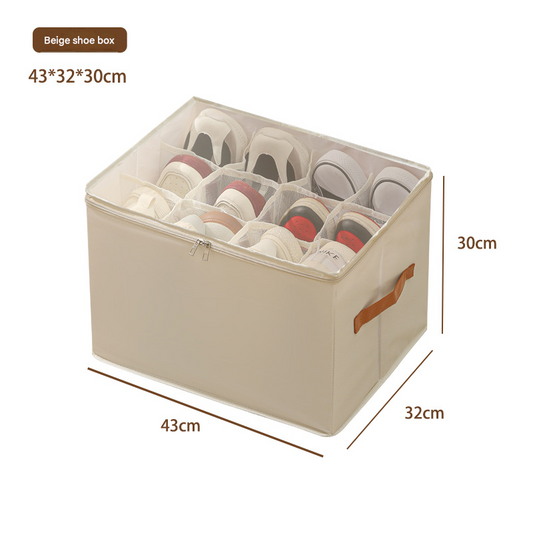 Beige Foldable Fabric Shoe Storage Box