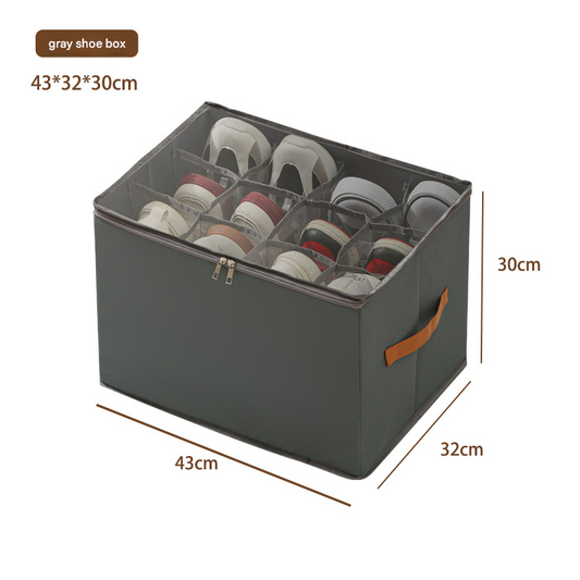 Grey Foldable Fabric Shoe Storage Box