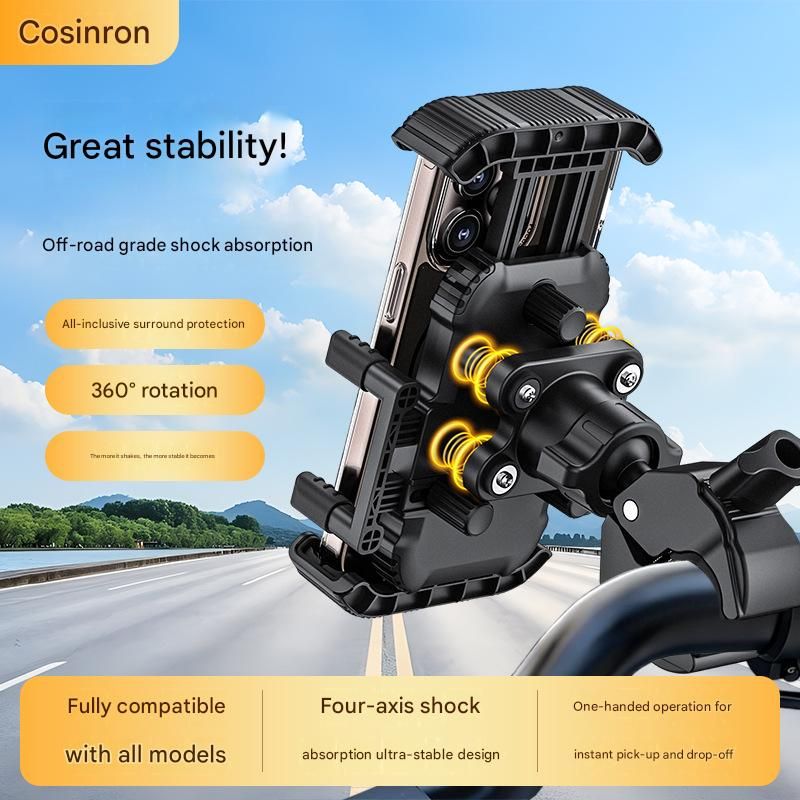 Motorcycle Phone Holder Handlebar Mount - Black