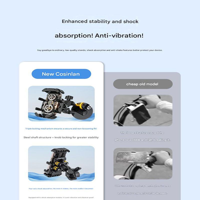 Motorcycle Phone Holder Handlebar Mount - Black