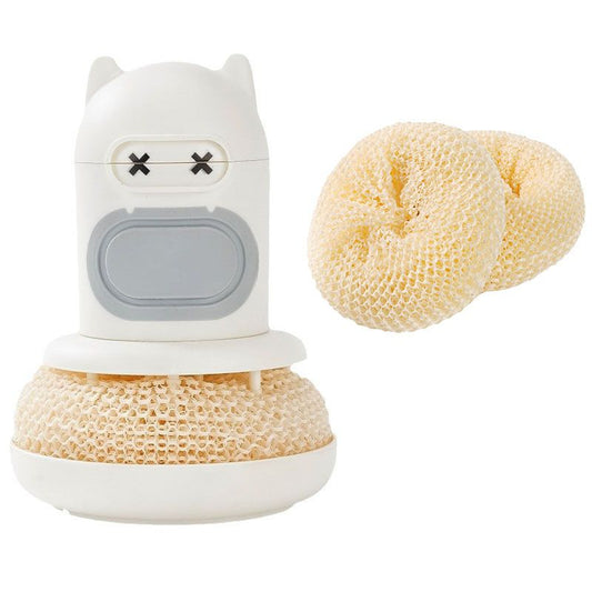 White Cartoon Press Dishwashing Brush