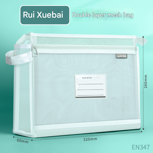 White Double Layer Mesh File Bag
