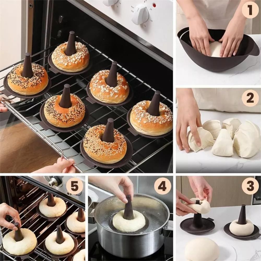 Perforated Non-Stick Pastry Pans with Cone Center (6-Piece, Coffee)