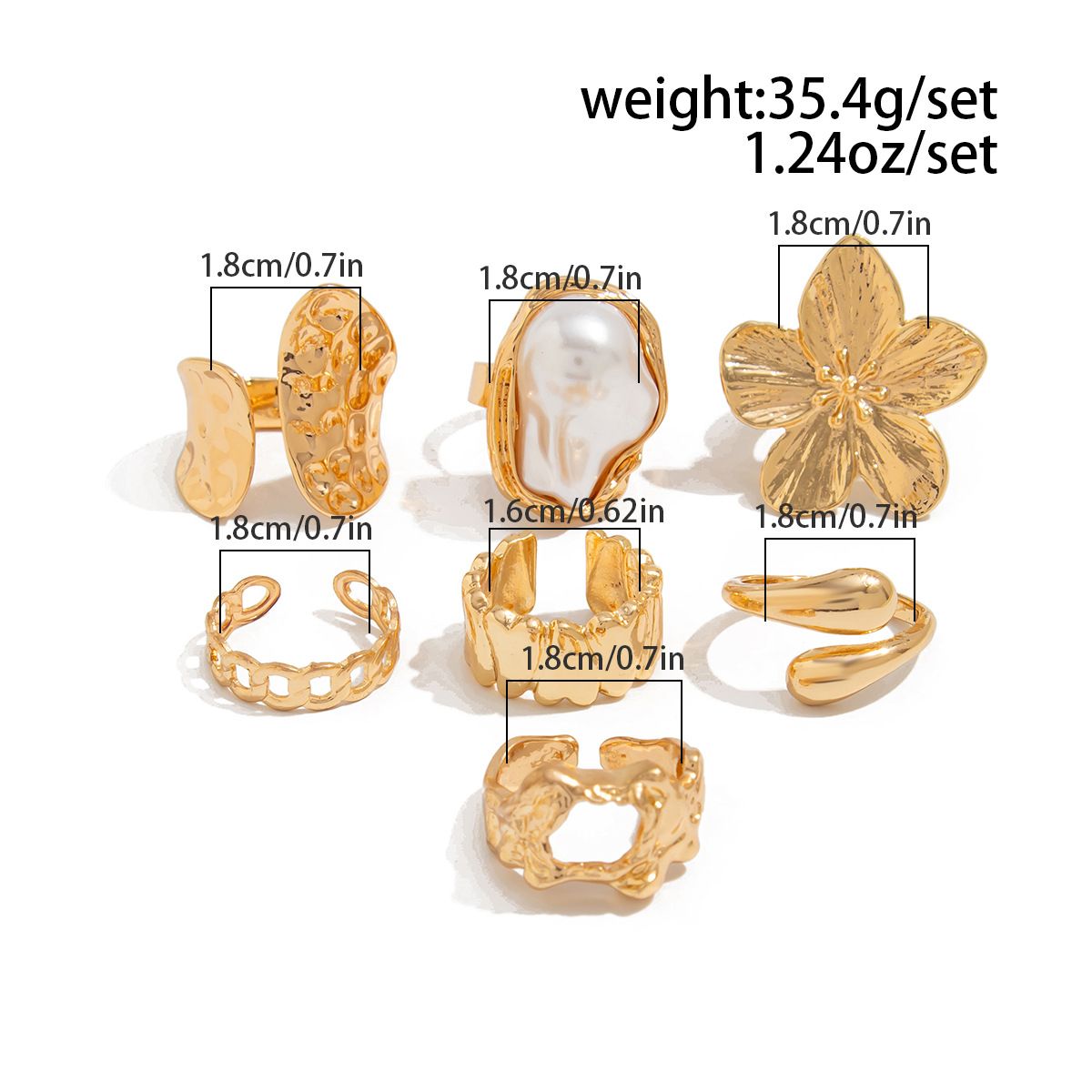 Hollow Joint Knuckle Ring for Women, Gold + White + Orange