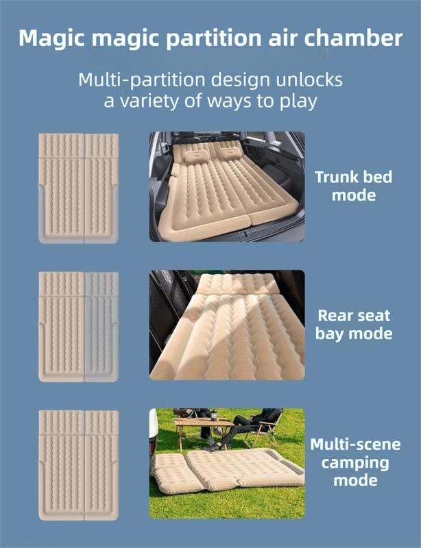 Black Multi-Chamber Car Inflatable Air Mattress