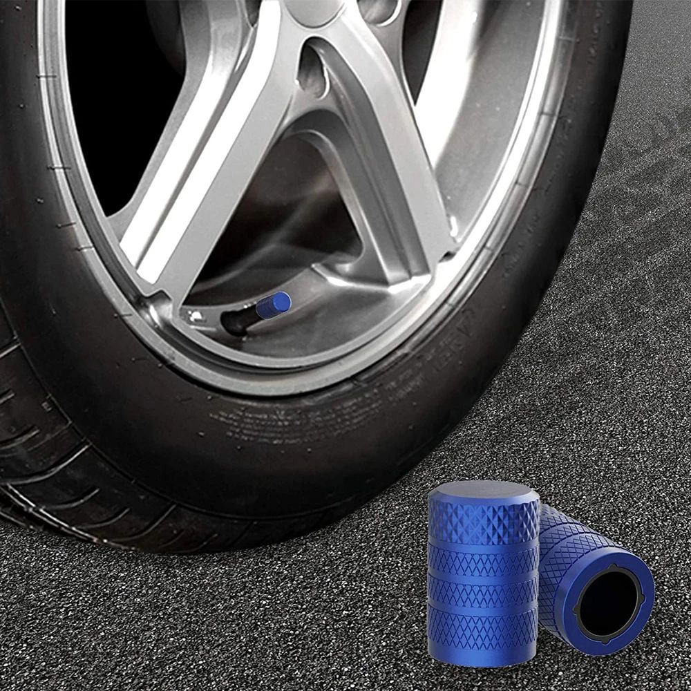 4-Pack Gold Aluminum Car Tyre Valve Stem Caps - Heavy Duty Dustproof Air Valve Covers with Internal Anti-Seize Plastic Lining for Cars SUVs Trucks