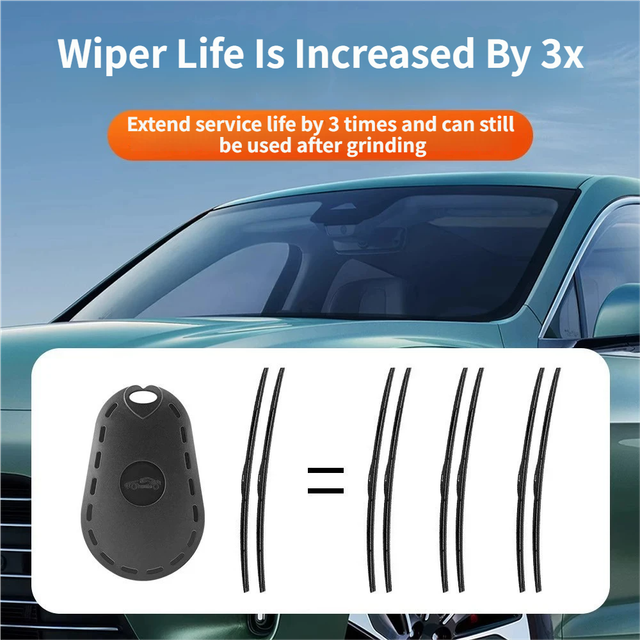 4PCS Black Portable Car Windshield Wiper Blade Repair Tool - Triple the Wiper Lifespan – Dual Grit Sanding Restorer and Trimmer for Wiper Rubber Strips