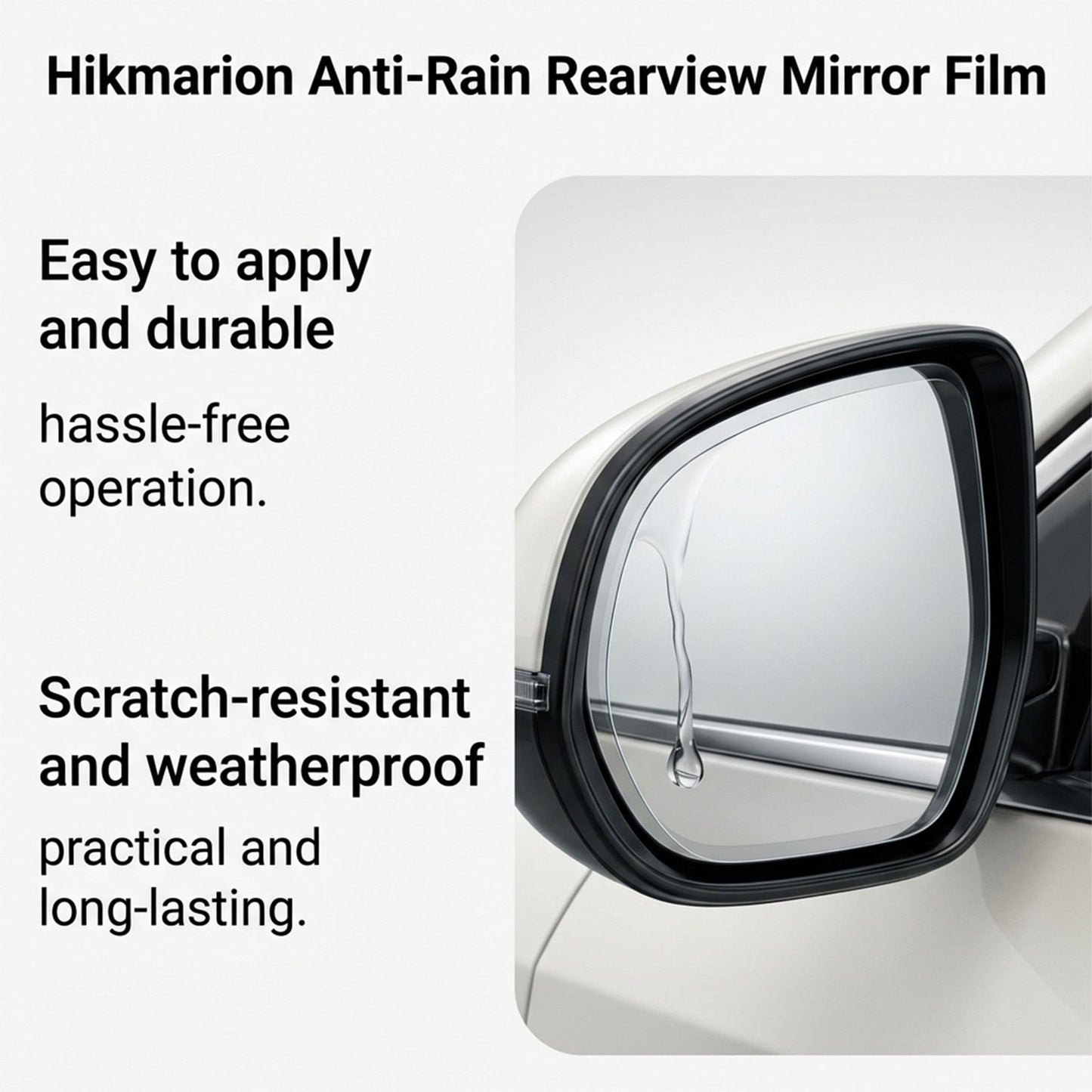4 Set of Car Rearview Mirror HD Rainproof Film with Complete Installation Tool Kit – Anti Fog Waterproof Protective Shield Sticker, Hydrophobic Glare-Reducing Clear Membrane
