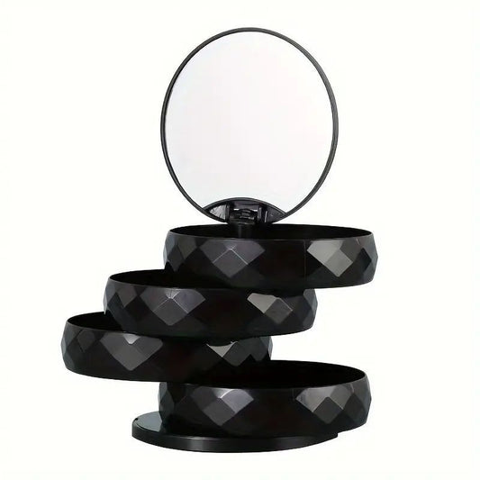 2-Pack 4-Tier Rotating Jewelry Organizer Box - Black