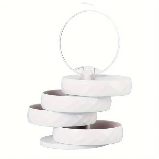 2-Pack 4-Tier Rotating Jewelry Organizer Box - White