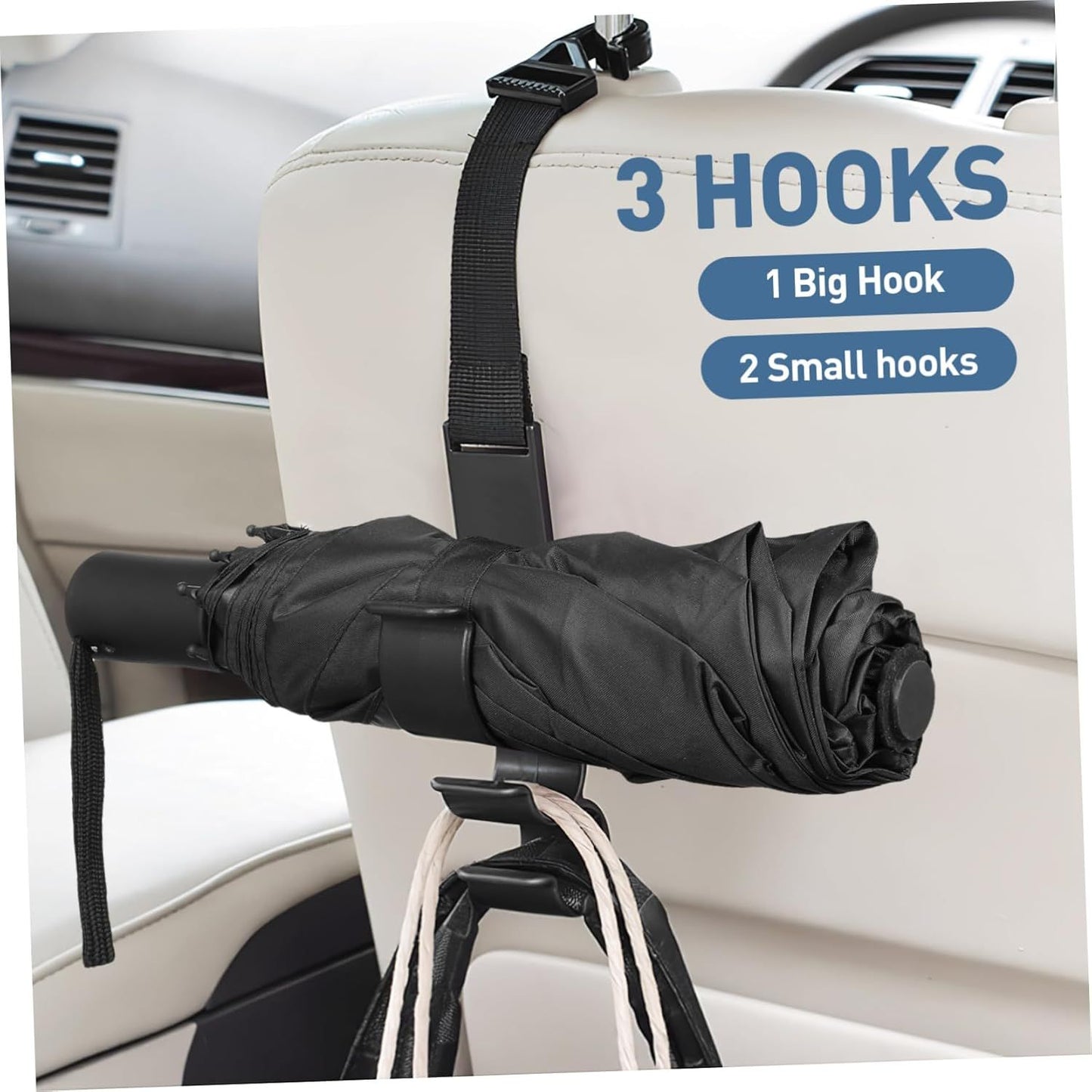 2-Pack Car Seat Back Triple Hooks