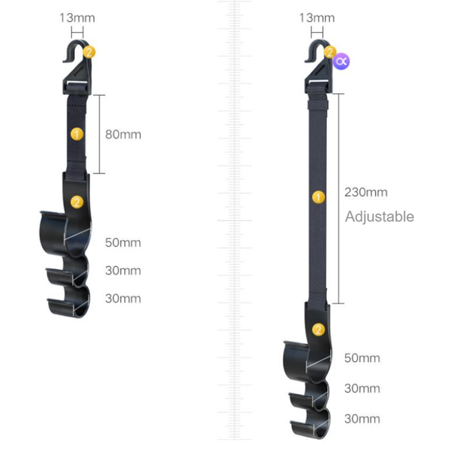 2-Pack Car Seat Back Triple Hooks