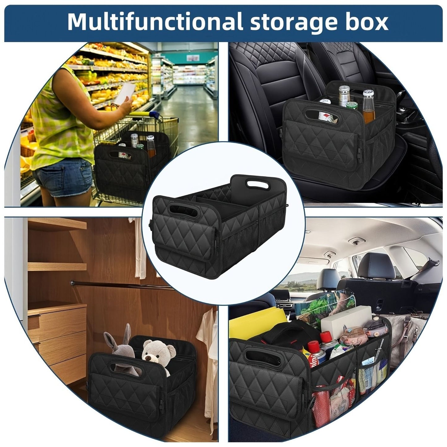 45L Foldable Large Car Trunk Organizer with Muti Pockets & Strong Handles