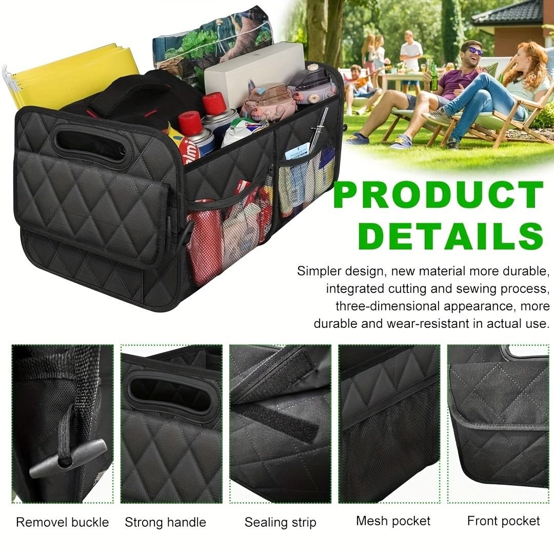 45L Foldable Large Car Trunk Organizer with Muti Pockets & Strong Handles